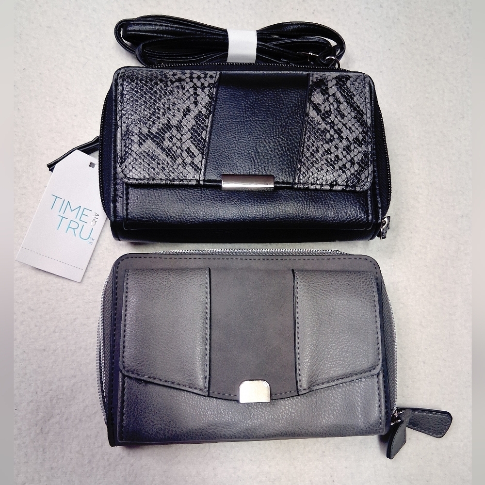 Time and Tru Black and Gray Women's Wallet Set
